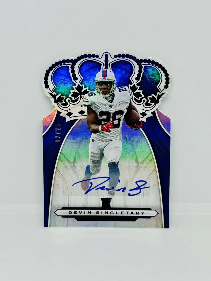 2019 Panini Crown Royale DEVIN SINGLETARY Rookie Auto Purple /25 Bills #23 - Image 1 of 2