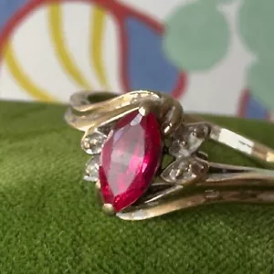 Vintage Rubin und Diamant 10k Gold Ring - Bild 1 von 6