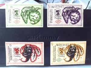 4 NOTGELDSCHEINE DER STADT BIELEFELD /  2 x 10 + 25  PFENNIGE  VON  1919/1920 - Bild 1 von 2