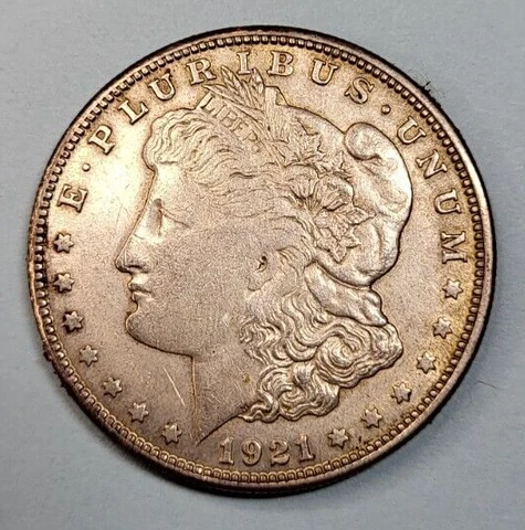 1921-S Morgan Silver Dollar DDR Dbl Date Die Break Off Center Strike Mint Error Cover