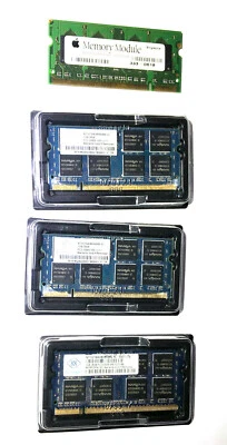 3x Nanya 1GB PC2-5300 DDR2-667MHz SoDimm 200-Pin + 1x 512 MB Apple Memory 4 tota - Image 1 of 4