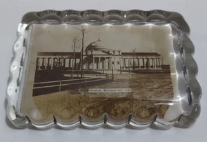 Vintage Peristyle Michigan City Ind IN Indiana Werbeglas Papiergewicht - Bild 1 von 5