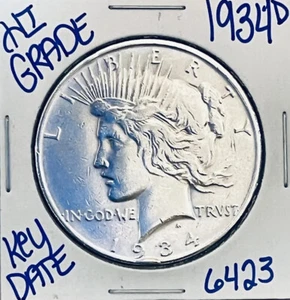 ⭐️1934 D⭐️SILVER PEACE DOLLAR COIN⭐️RARE KEY DATE⭐️HIGH GRADE⭐️ - Picture 1 of 2