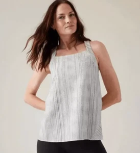 Athleta Arrival Tank weiß & schwarz gestreift Größe XS neu mit Etikett UVP 79 $ verstaubar leicht - Bild 1 von 6