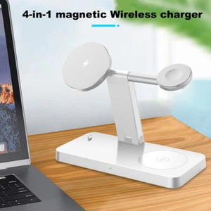 4 in 1 Magnetic Fast Wireless Charger Station For iWatch iPhone 13 Pro Max 14 XS - Picture 1 of 18