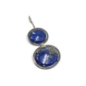 925 Sterling Silber 7.6cm Anhänger blauer Lapislazuli Handarbeit Design Schmuck - Picture 1 of 11
