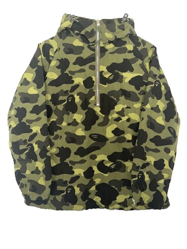 A BATHING APE (BAPE) Giacomotiva verde mimetica Bape 1a foderata in pile taglia S SPEDIZIONE GRATUITA USA