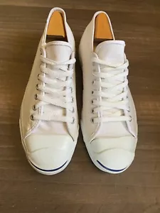 Vintage 90s converse jack purcell white low-top canvas sneakers made in usa sz9 - Picture 1 of 16