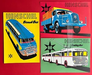 3 x Folleto publicitario hoja HENSCHEL 1952 autobús y camión cubiertas impresión (F21491 - Imagen 1 de 2
