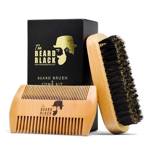 Beard Brush & Comb Set for Men - Natural Boar Bristle Brush Dual Action Pear ... - Picture 1 of 6