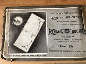 Antique ROYAL SOCIETY # 239 Dresser Scarf & Pin Cushion 18x45" or table runner - Picture 1 of 5