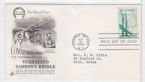 TurtlesTradingPost- Verrazano-Narrows Bridge #1258- 1964 FDC Artcraft Cachet - Picture 1 of 1