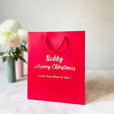 Personalised Christmas Gift Bag - Luxury Rope Handled Bag - Xmas Gift Bag