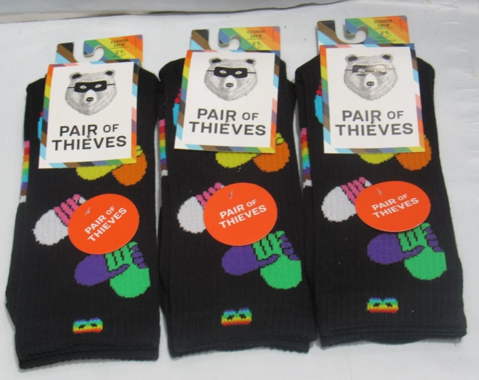 3 Pair of Thieves Crew " Trevor Project" Black Rainbow Pride Socks 6-12 (L38K) - Image 1 of 4