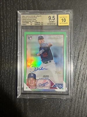 2023 TOPPS CHROME UPDATE ROOKIE AUTOGRAPHS /99 #RABM Bobby Miller BGS 9.5 POP 1 - Image 1 of 4