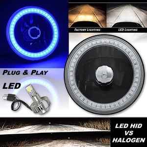 Faro LED Halo Vidrio Metal Negro Halo Motocicleta 5-3/4" 18/24w Bombilla CADA UNO - Imagen 1 de 12