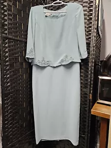 Maggie London schöne blass aqua formelle oder Mutter der Braut/Bräutigam Stickerei gefüttert 8 - Bild 1 von 6
