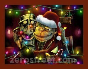 Christmas Tiki Bar Chimp Cocktail Ape Monkey Fez Lowbrow Pop Art Decor Print - Picture 1 of 1