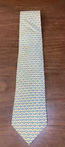 Vineyard Vines Tie Shep & Ian Yellow Blue Fish Tropical Beach Tie 100% Silk - Picture 1 of 5