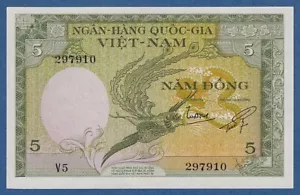 VIETNAM DEL SUR / SOUTH VIETNAM -- 5 DÔNG ND ( 1955 ) -- aUNC --V5 -- PICK 2a . - Bild 1 von 2