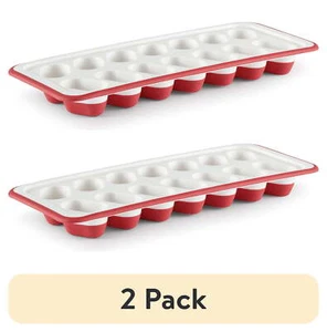 (2 pack) Plastic & Silicone Ice Tray, Red & White - Picture 1 of 7