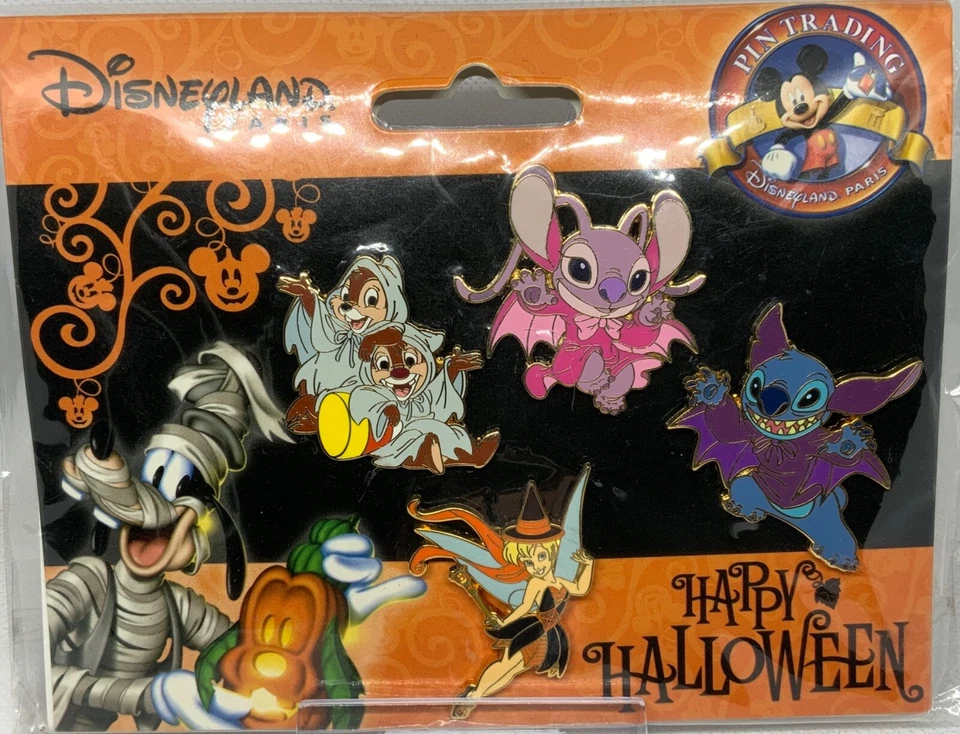 Disney DLP 2010 Halloween Chip & Dale, Tinker Bell, Angel & Stitch Pin Set Foto 1 de 1
