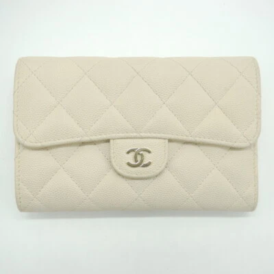 ●Cartera Chanel Mediana Solapa Coco Mark Matelasse Piel de Caviar Crema Blanca Ap0232 Y0 Foto 1 de 4