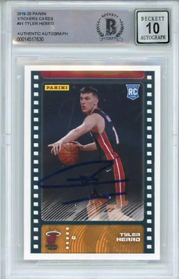 Tyler Herro Autographed 2019-20 Panini Stickers Rookie Card #91 (BGS 10 Auto) - Image 1 of 2