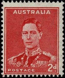 Australia Pre Decimal 1938 KGVI 2d Scarlet Die II with Inverted Watermark MUH. B - Foto 1 di 2