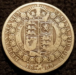 1889 Victoria Jubilee Head .925 Silber British Half Crown Münze Lot B1 - Bild 1 von 2
