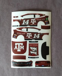 2024 Custom Chase Briscoe #14 Texas A&M 1/64 Peel & Stick Decals - Picture 1 of 1