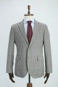 HACKETT Gray WOOL COTTON CASHMERE Windowpane Sport Coat Blazer Jacket 50IT 40US - Picture 1 of 15