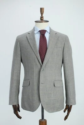 HACKETT Gray WOOL COTTON CASHMERE Windowpane Sport Coat Blazer Jacket 50IT 40US - Image 1 of 4