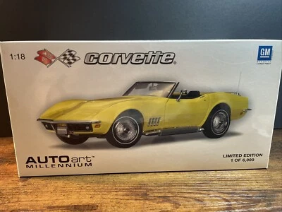 AutoArt MILLENNIUM  #5955  1969 Chevy Corvette (Datyona Yellow)  Ltd Ed  1/18 - Image 1 of 3