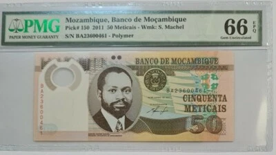 2011 MOZAMBIQUE 50 Meticias PMG66 EPQ GEM UNC {P-150} - Image 1 of 3