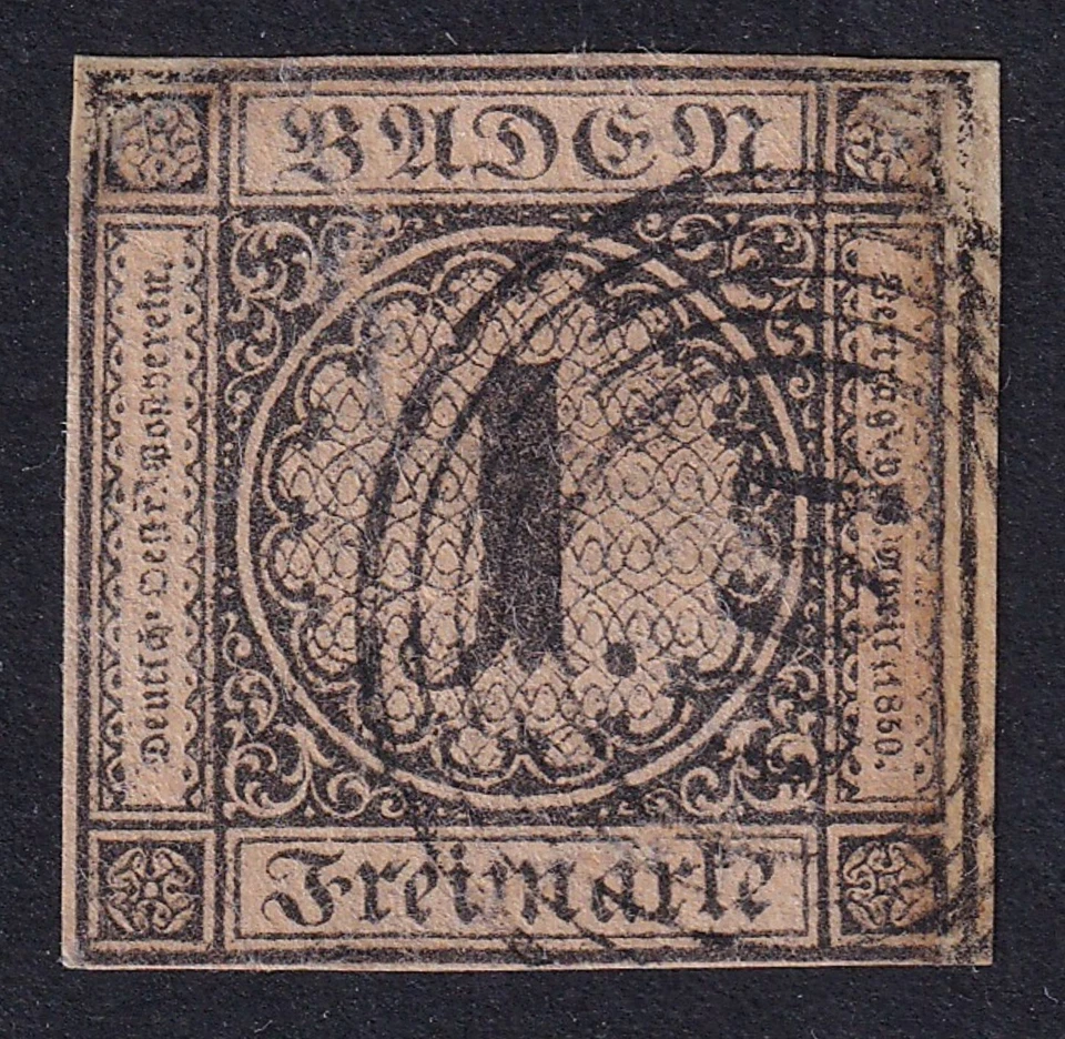 BADEN 1851 Numeral 1k on Buff SG 1 Used (CV £1300) - Image 1 of 2