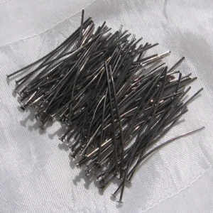U7 - LOT DE 100 TIGES CLOUS TETE PLATE 40MMx0,7MM 4CM METAL GUNMETAL SANS NICKEL - Picture 1 of 3