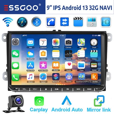 Autoradio Android 13 Carplay GPS RDS Camera Per VW GOLF 5 6 Polo Touran Caddy T5 - Immagine 1 di 4