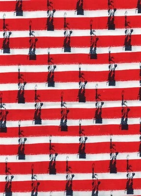 42" * VINTAGE * STATUE OF LIBERTY * SHADES OF WHITE * TRUE RED * 1/2 YARD * - Image 1 of 2