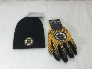 NHL Boston Bruins Knit Beanie Hat and Gloves Snowstorm Winter Lot FREESHIP - Picture 1 of 1
