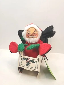 1979 Annalee Dolls 7" Santa Claus in Paper Sleigh Christmas Figure W/Bag MCM Vtg - Picture 1 of 13
