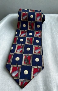 Robert Talbott Herrenkrawatte Foulard blau rot Golf Seide hergestellt in den USA klassisch - Bild 1 von 7
