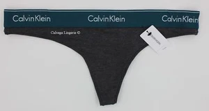 Tanga ""moderna"" con logotipo de algodón Calvin Klein F3786 nueva con etiquetas, gris oscuro/azulada oscura (022) - Imagen 1 de 5