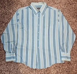 VTG 70s Penneys Towncraft Tapered Penn Prest Button Shirt Sz L Rockabilly Stripe - Picture 1 of 11