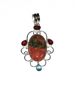 PENDANT/NECKLACE Nice Color LARGE UNAKITE MOUNT P187 - Picture 1 of 1