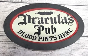 Letrero de pared iluminado de pintas de sangre de pub de Drácula aquí murciélago gótico decoración de Halloween - Imagen 1 de 6