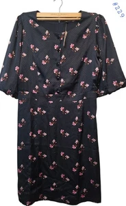 Ann Taylor Factor Dress Floral Multicolor Women’s Size 14 Midi Zip Button NWT - Picture 1 of 14
