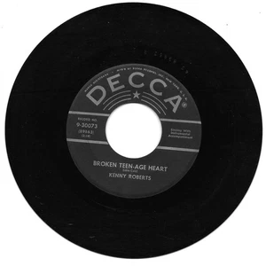 Kenny Roberts: "Broken Teen-Age Heart"/ "I'm Looking For..." - VG+ '56 plays NM! - Picture 1 of 1