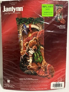 Janlynn Cuddles Christmas Needlepoint Stocking Kit 023-0339 Open NO DIRECTIONS! - Picture 1 of 4