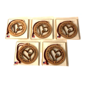 Wine Lovers Christmas Ornament Gifts Oenophile Women Wood Hanging Bar Art 5pk - Picture 1 of 12